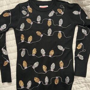 Tipsy Elves Black Sweater with Gold and Silver Sequins
